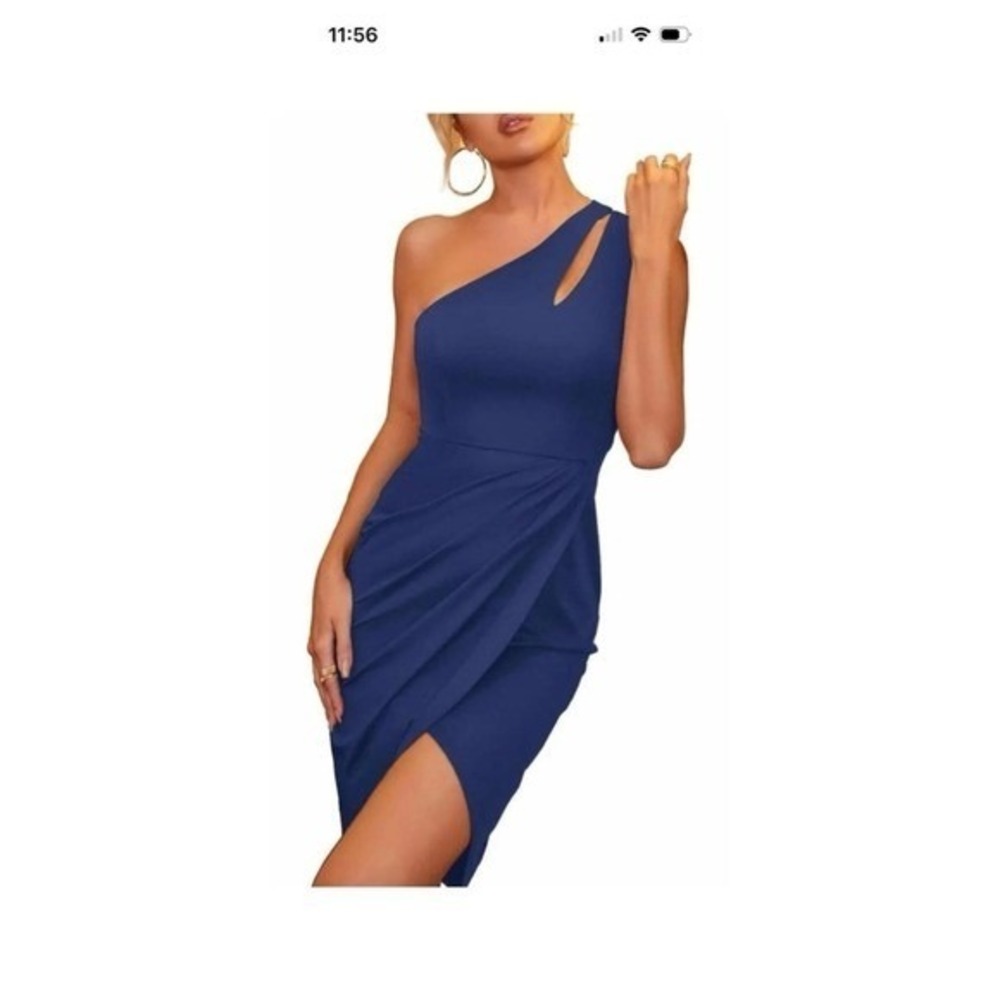 new with tags Zalalus women's navy blue one-shoulder dress, size L